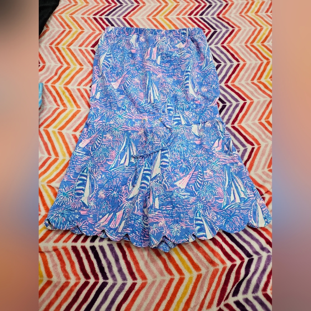 Lilly Pulitzer Jace Strapless Romper Boca Blue Its A Sailabration
